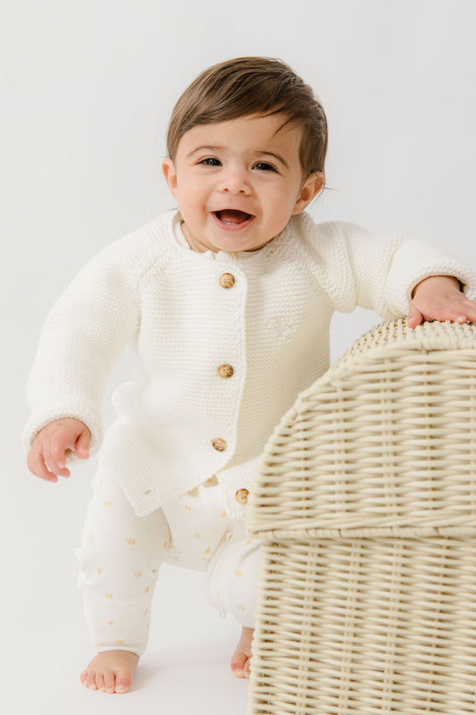 Newborn Organic Cardigan White