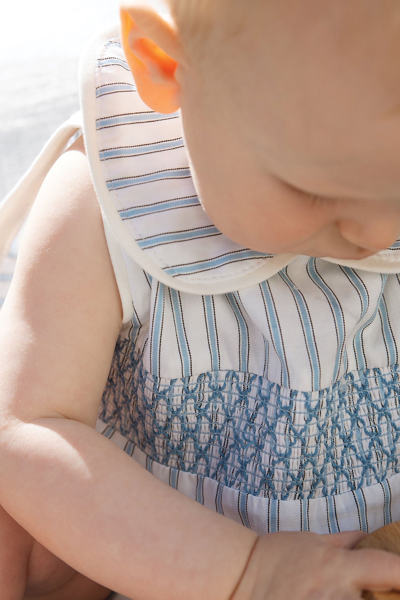 Collared Romper Blue Stripe