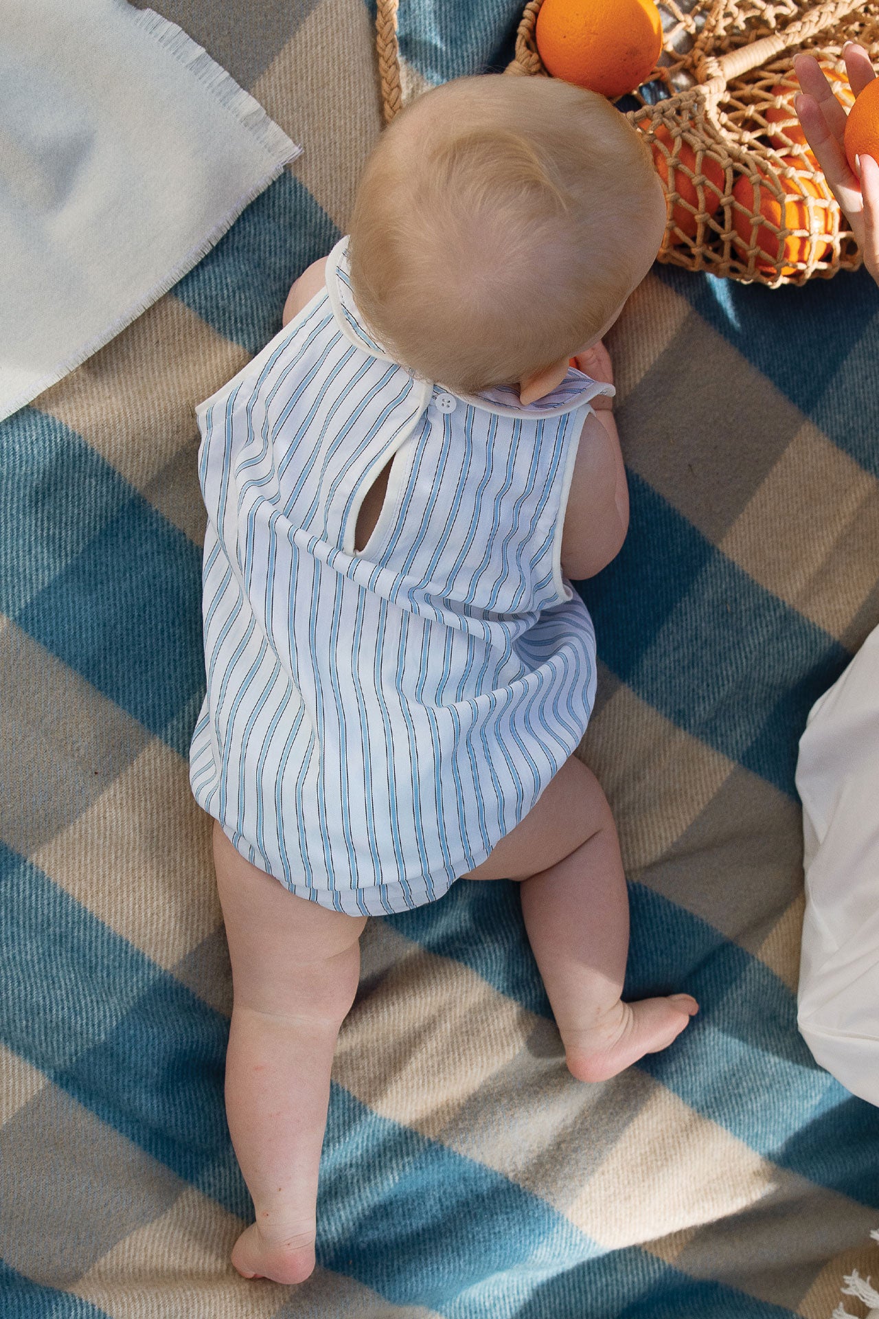 Collared Romper Blue Stripe