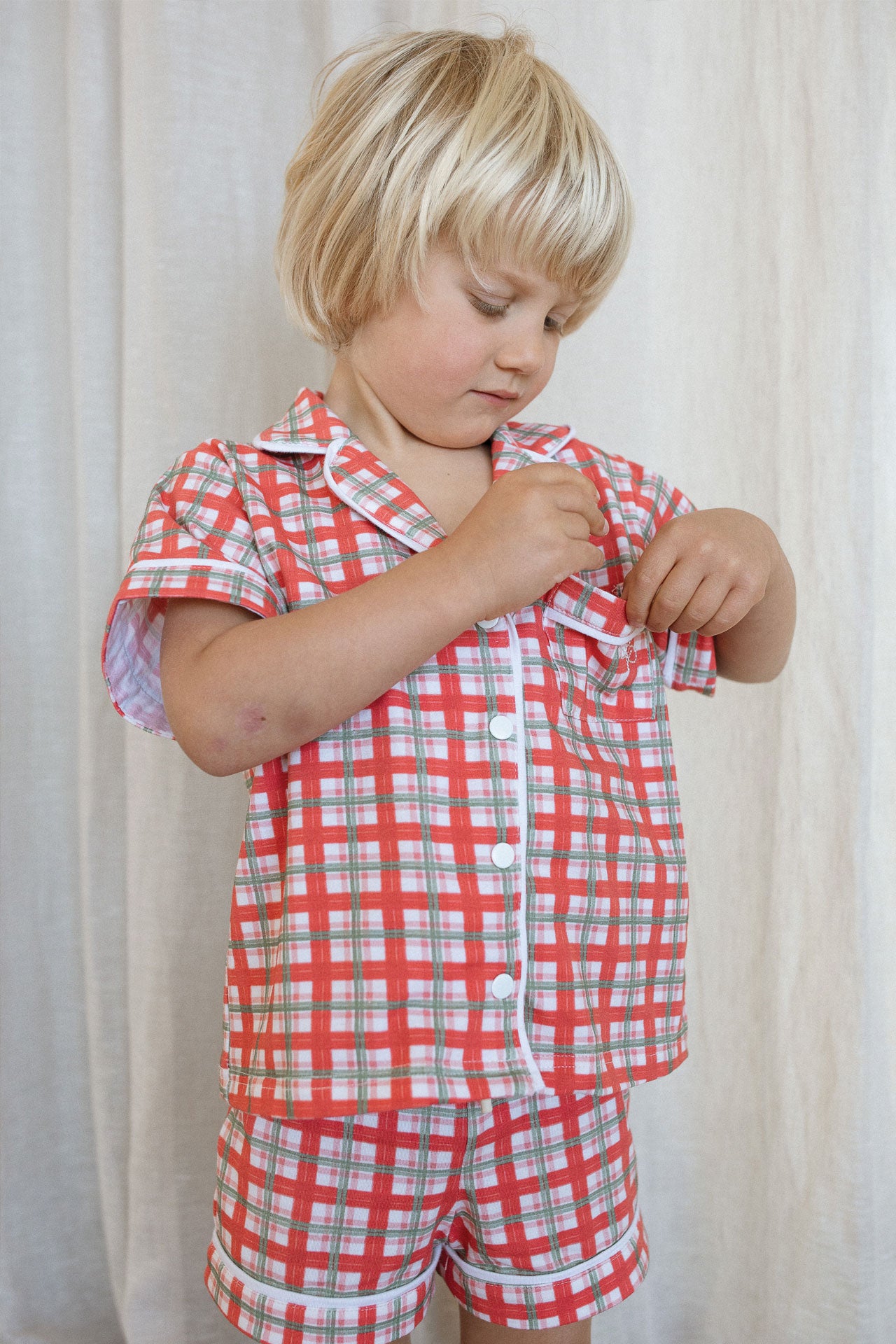 Short PJ Set Red Tartan