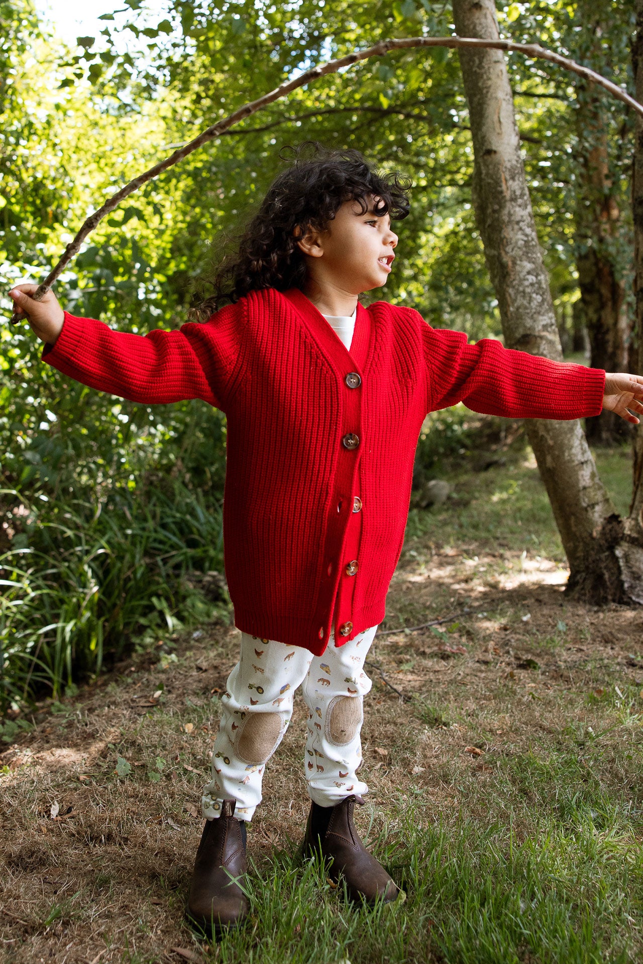 Chunky Knit Cardigan Red