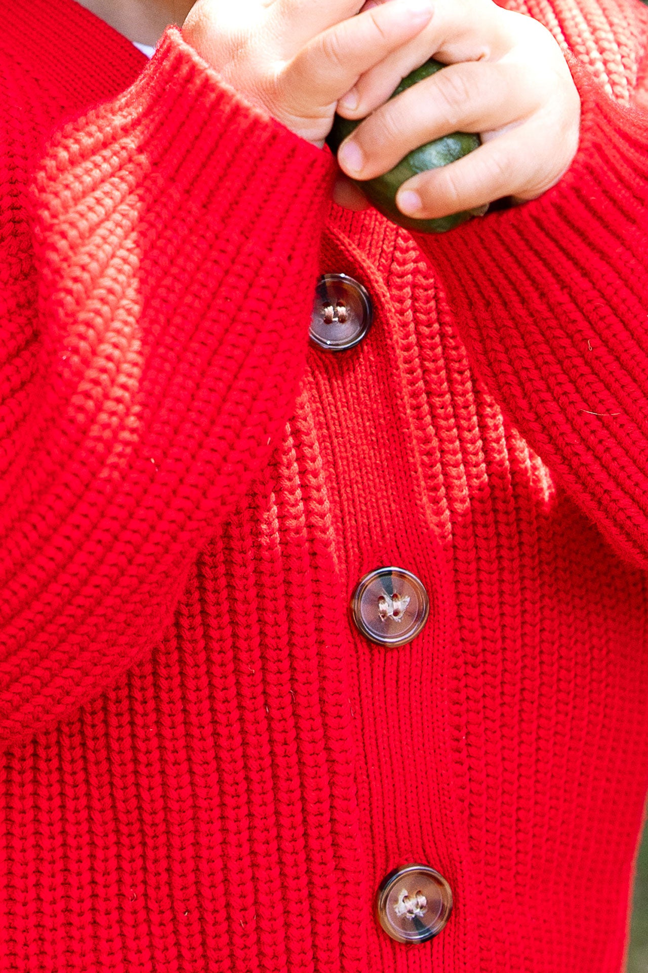 Chunky Knit Cardigan Red